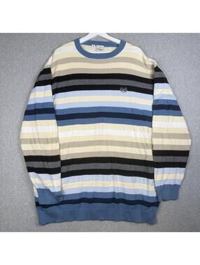 Vintage Phat Farm Sweater Mens 3XL Gray Blue Striped Turtleneck Y2K